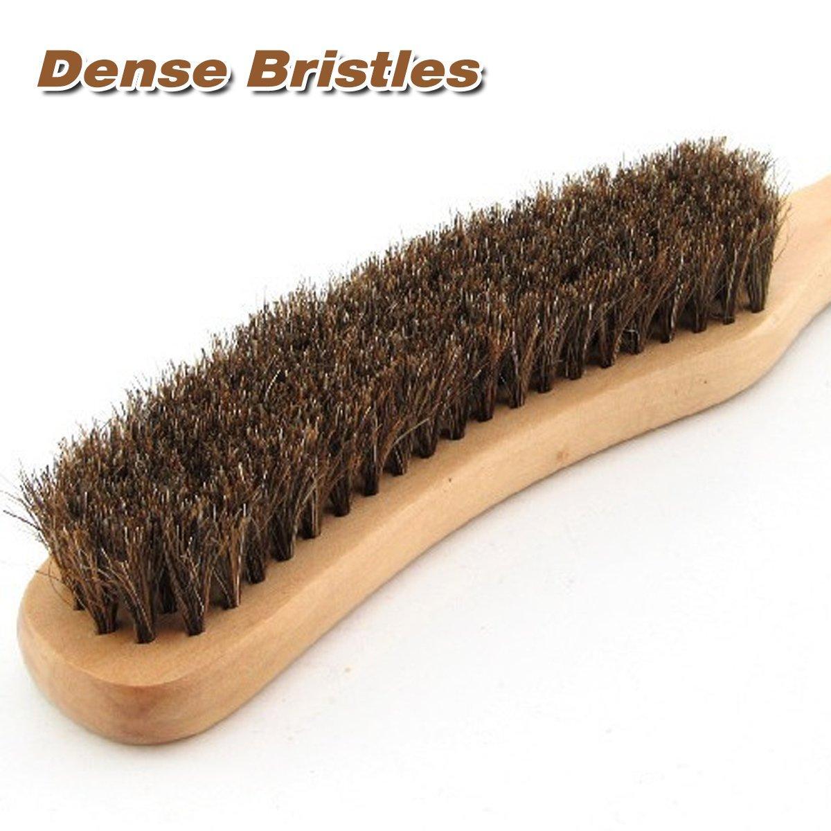 2PCS Wooden Handle Horsehair Clothes Brush Dust Remover Household Cleaning Brush