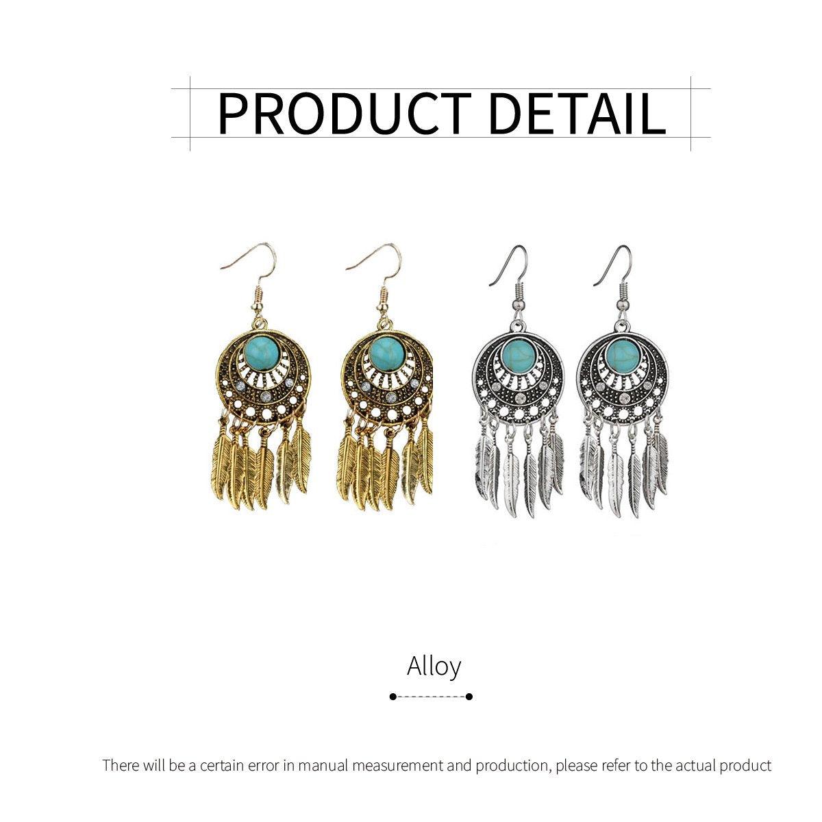 Bohemian Dreamcatcher Tassel Earrings Handmade Fashion Jewellery for Women Gifts - Silver