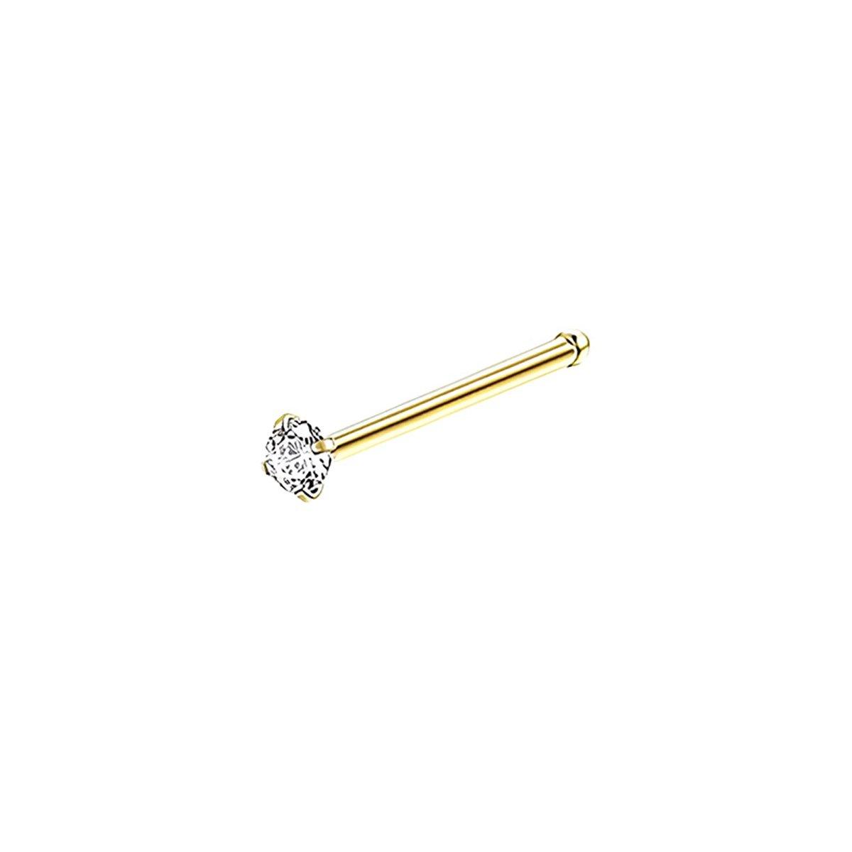 Stainless Steel Nosepiece with Gold Nose Stud Stylish Piercing Jewellery Women - S-Shaped Rod-1.5mm