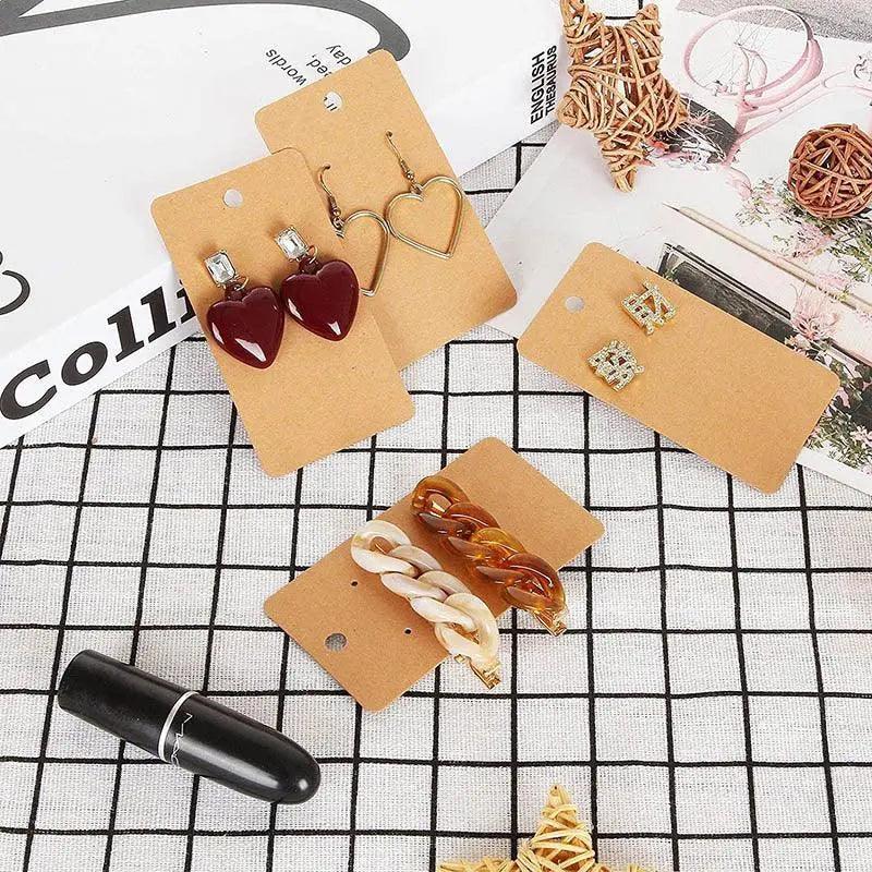 100Pcs Cardboard Earring Display Cards for Jewelry Accessories - White