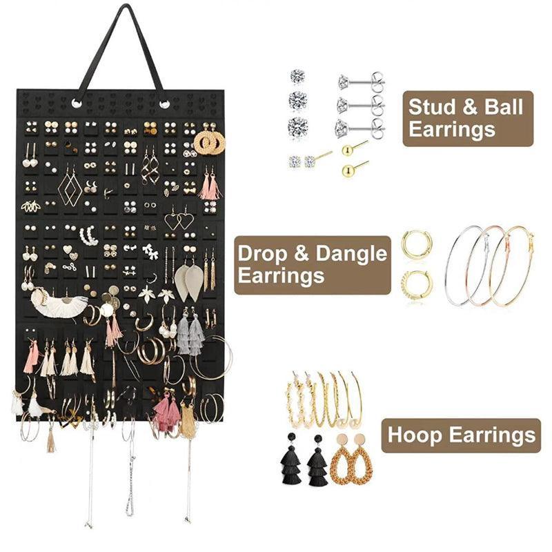 Hanging Jewelry Organizer Closet Necklace Holder Felt Jewelry Roll Jewelry - Black