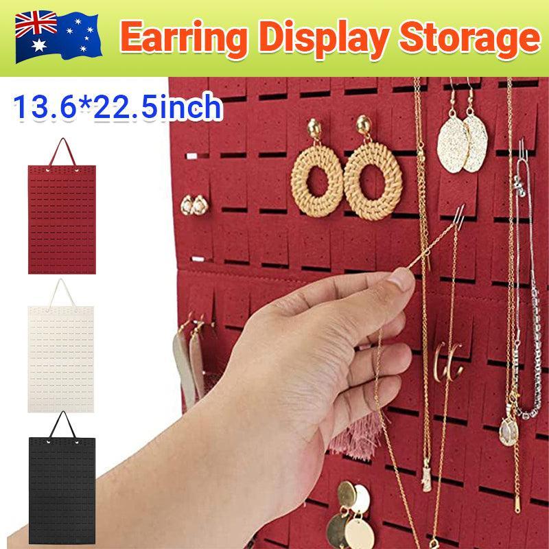 Hanging Jewelry Organizer Closet Necklace Holder Felt Jewelry Roll Jewelry - White