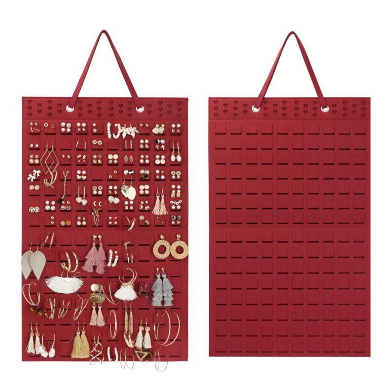 Hanging Jewelry Organizer Closet Necklace Holder Felt Jewelry Roll Jewelry - White