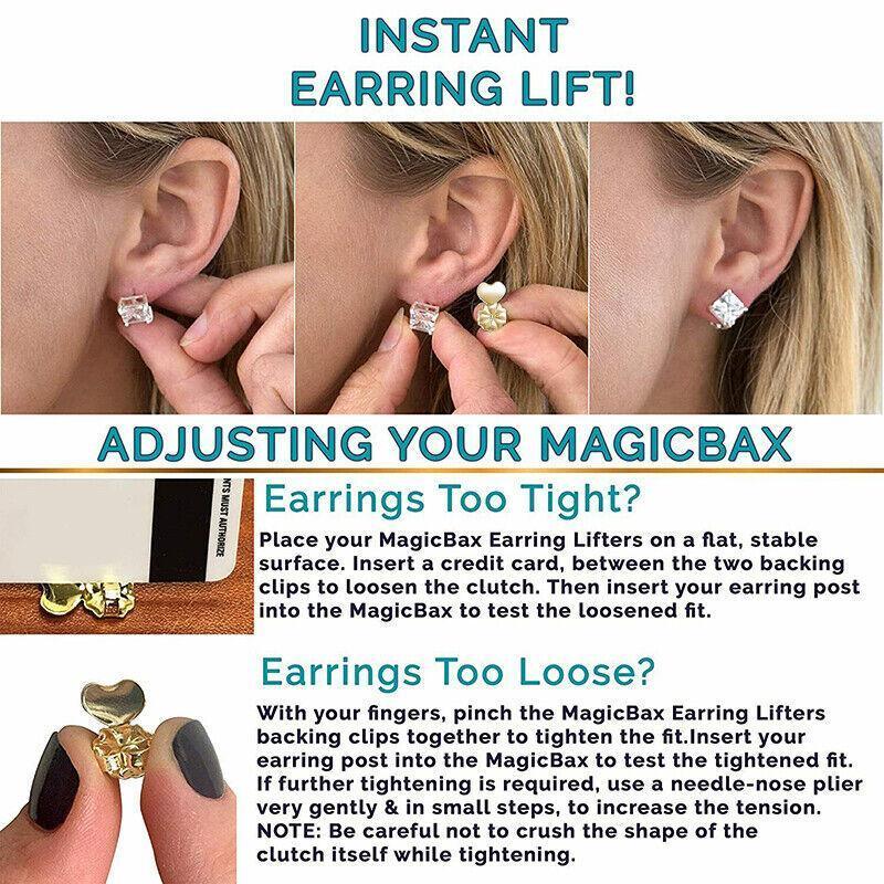 Hypoallergenic Fits Earrings Ear Support Lifts Magic Bax Backs Studs Auxiliary - Silver