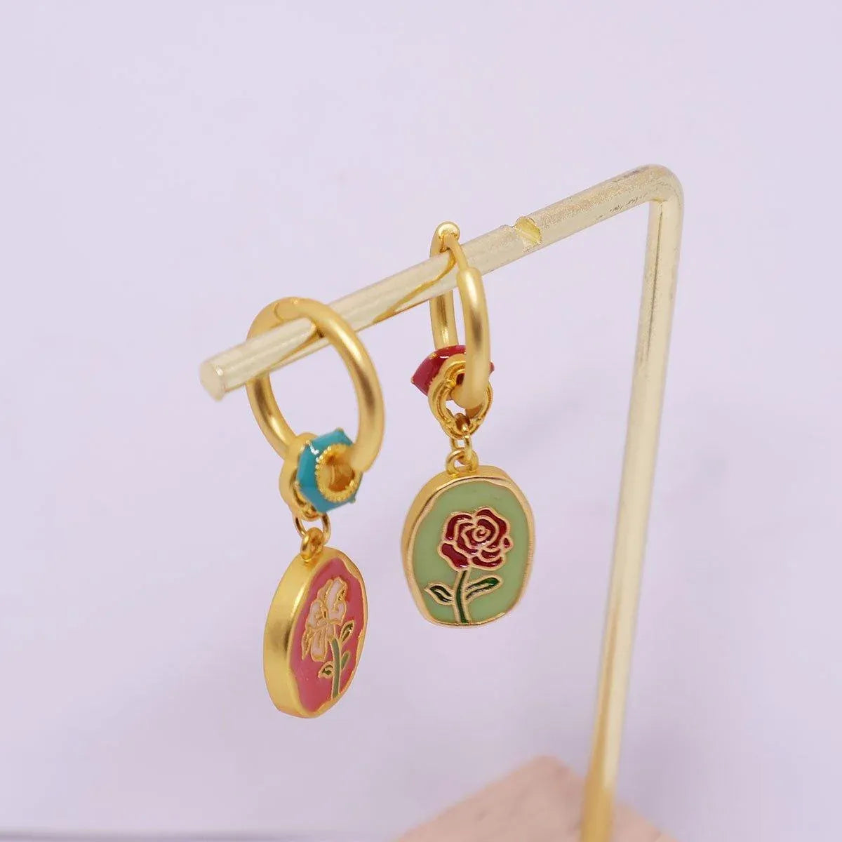 2-Piece Multicolour Floral Drop Earring Pair