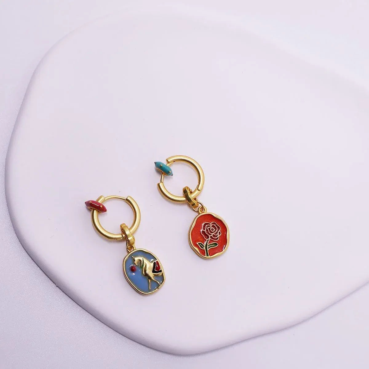 2-Piece Multicolour Floral Drop Earring Pair