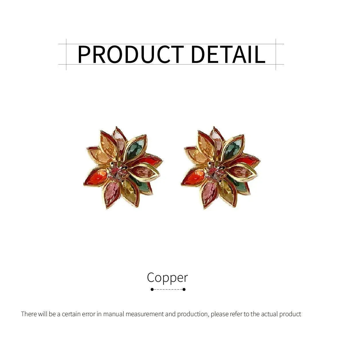 2-Piece Multicolour Lotus-Style Stud Earring Pair
