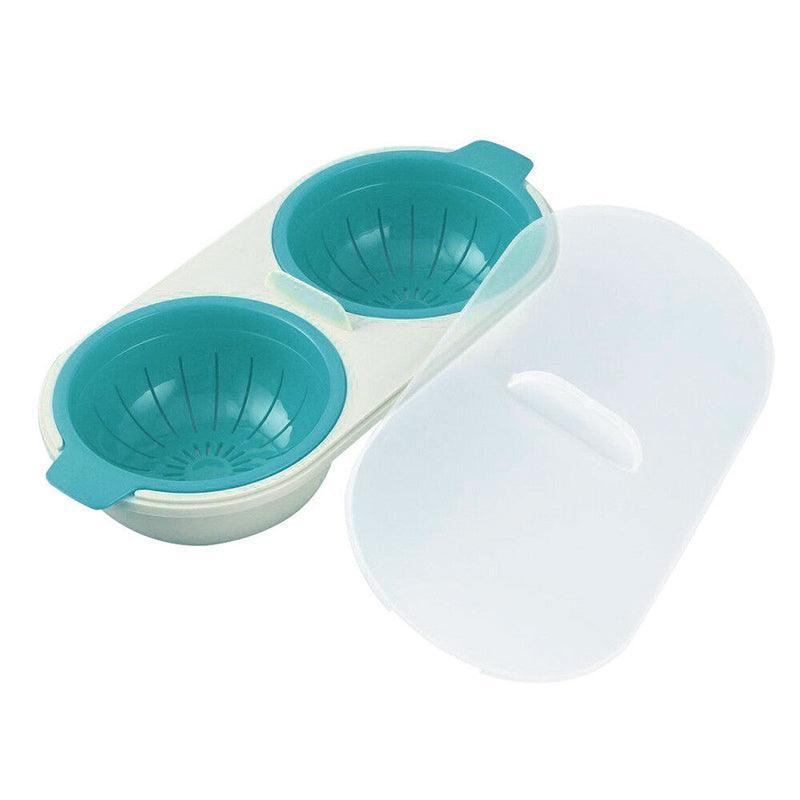 Microwave Egg Cooker for Breakfast Sandwich Poacher Kitchen Gadget - Blue
