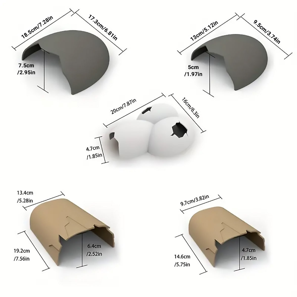 Reptile Hideout Plastic Cave Decorative Shelter for Lizard Snake Spider Habitat - Eggshell Set of 2