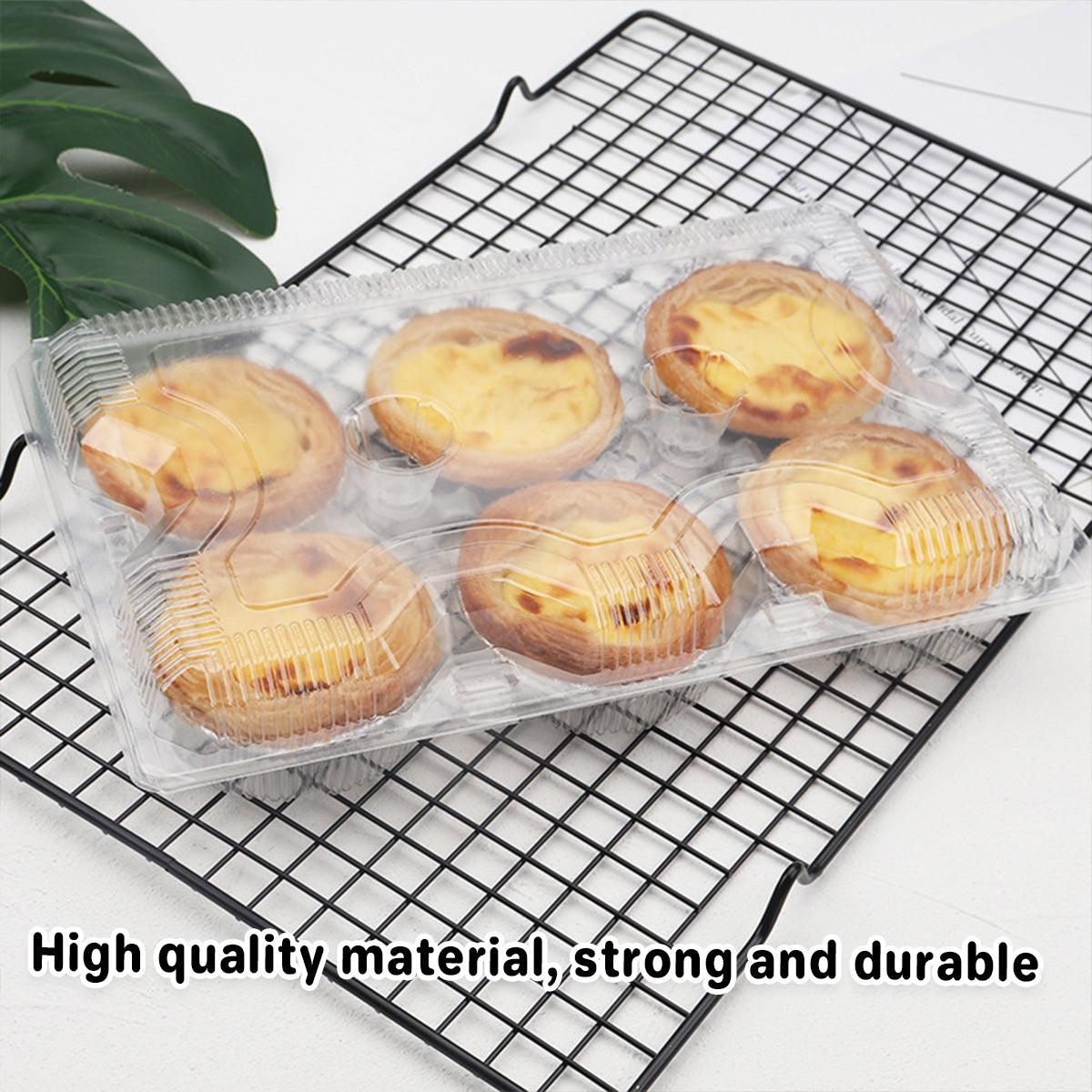 100PCS Transparent Plastic Egg Tart Box Disposable Bakery Packing Container - 25.5x17cm