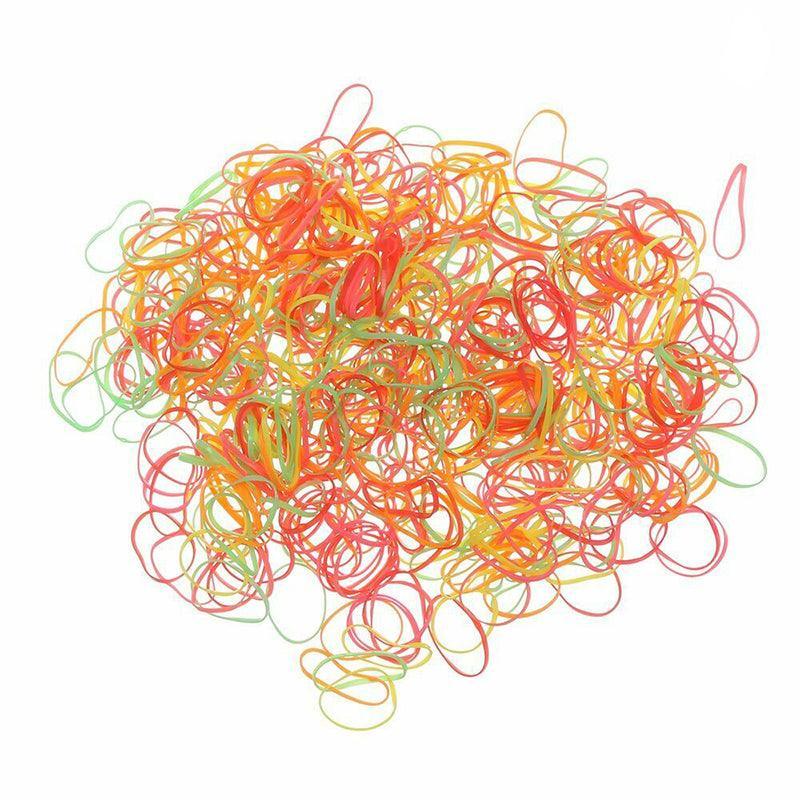 400pcs Small Elastic Rubber Band Hair Ties Multi Colour Black Ponytail Holders - Pearlescent Multi-Colour