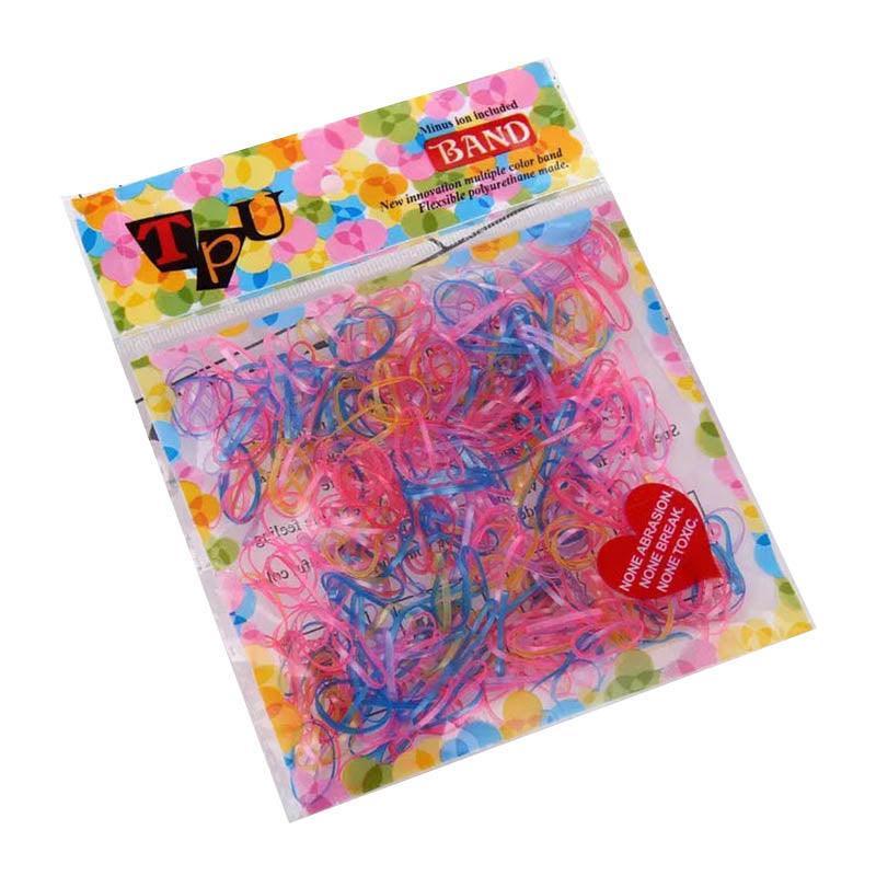 400pcs Small Elastic Rubber Band Hair Ties Multi Colour Black Ponytail Holders - Pearlescent Multi-Colour