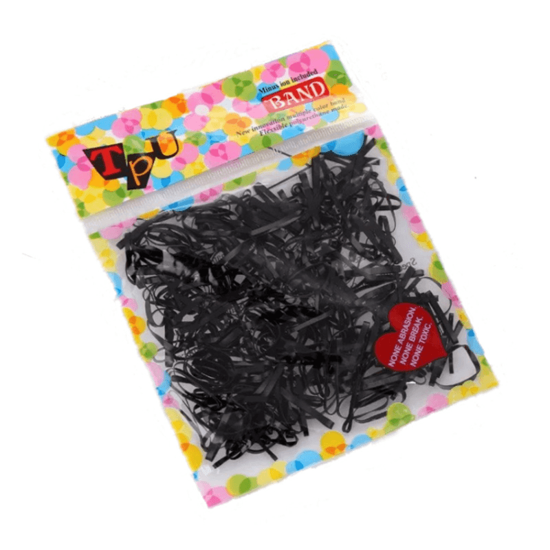 400pcs Small Elastic Rubber Band Hair Ties Multi Colour Black Ponytail Holders - Fluorescence