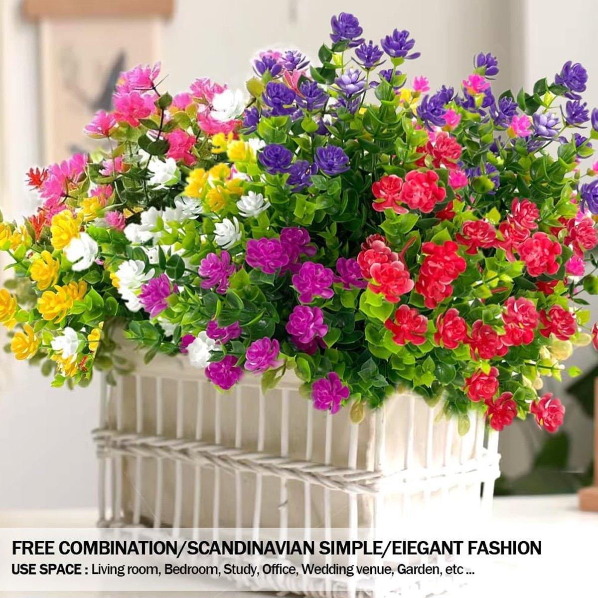 8pcs Artificial Camellia Flowers Realistic Silk Floral Decoration for Home Decor