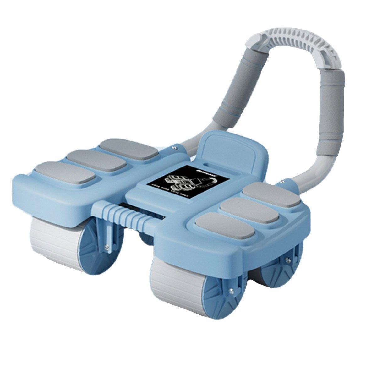 Four Wheel Abdominal Exercise Roller Elbow Support for Core Strength Training - Black