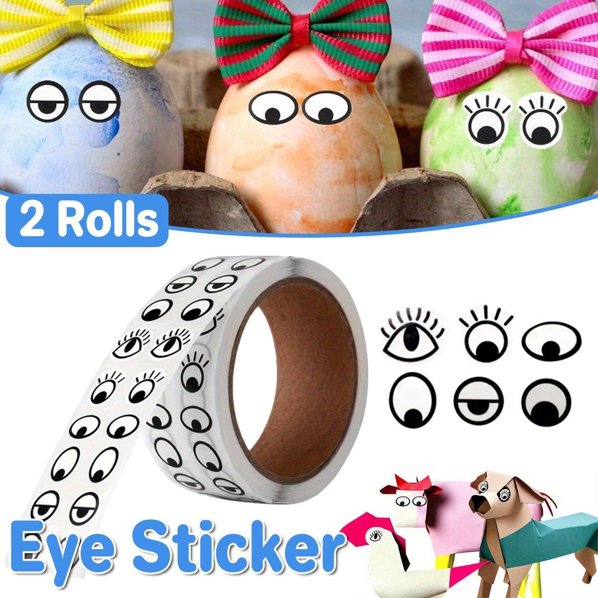 2 Rolls Cartoon Eye Stickers Self-Adhesive DIY Craft Paper for Handmade Projects