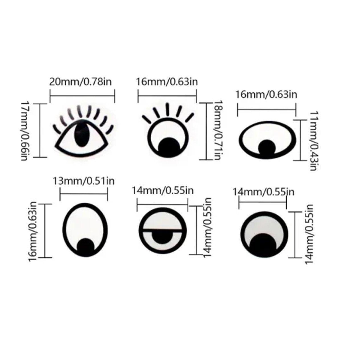 2 Rolls Cartoon Eye Stickers Self-Adhesive DIY Craft Paper for Handmade Projects