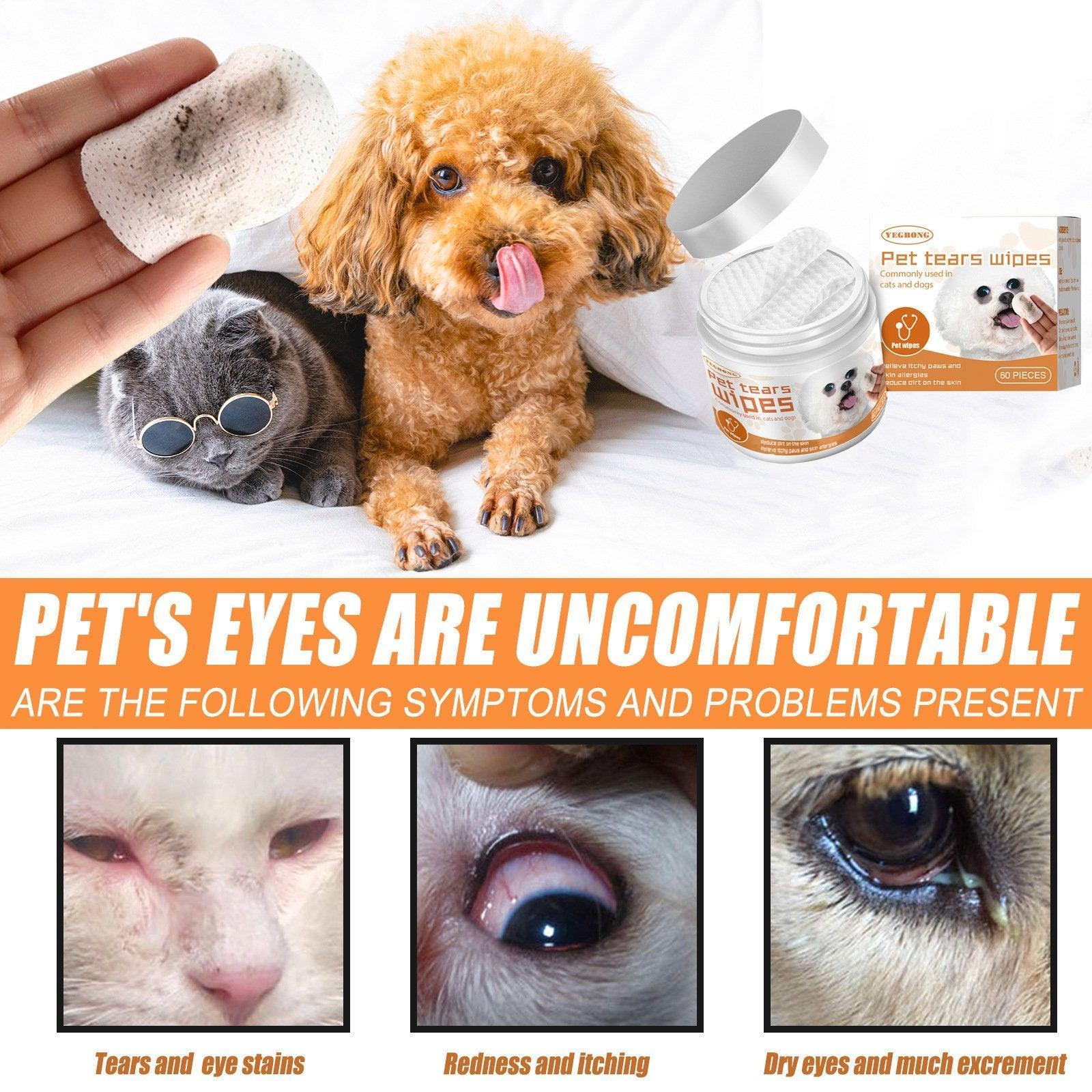 Pet Eye Wipes Clean Dogs Cats Tear Stain Removal Eye Dirt Cleaning Cotton Pads