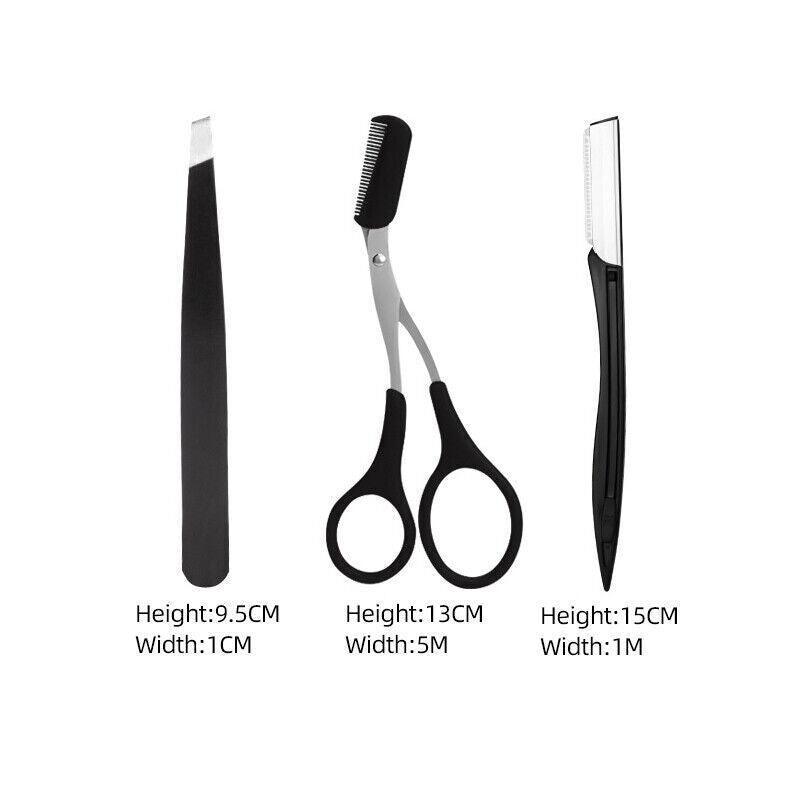 3Pcs/Set Eyebrow Trimming Eyelash Brush Folding Tweezers Portable Makeup Tools