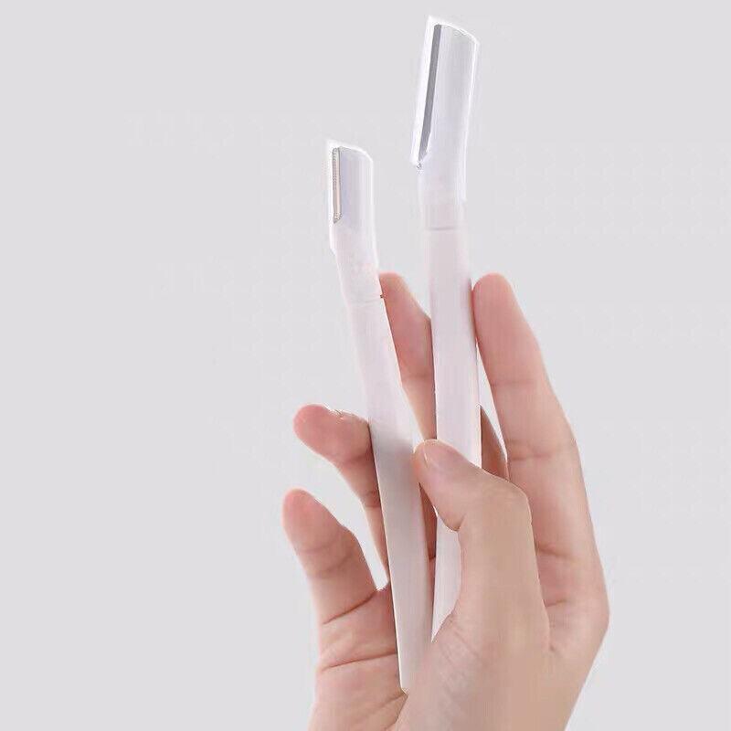 3Pcs Eyebrow Razor Set Facial Trimmer Shaver Blade Hair Remover Beauty Tool - White+Clear Eyebrow Razor+Scissor