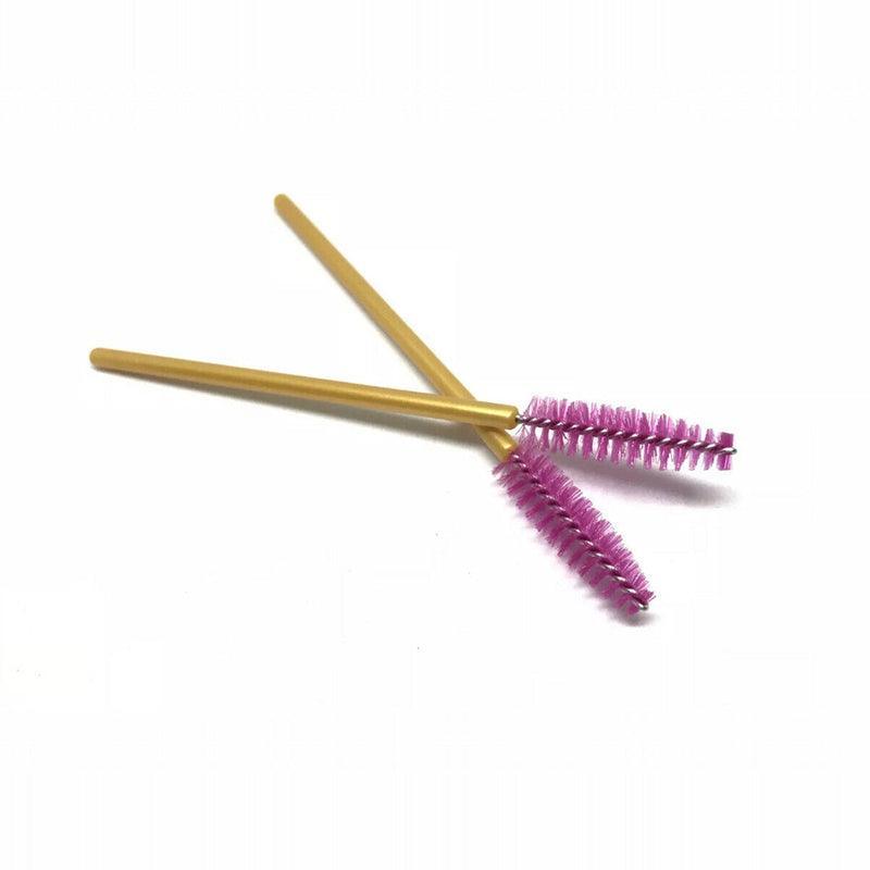 50X Disposable Mascara Wands Eyelash Brushes Applicator Lash Extension Brush - Pink+Clear
