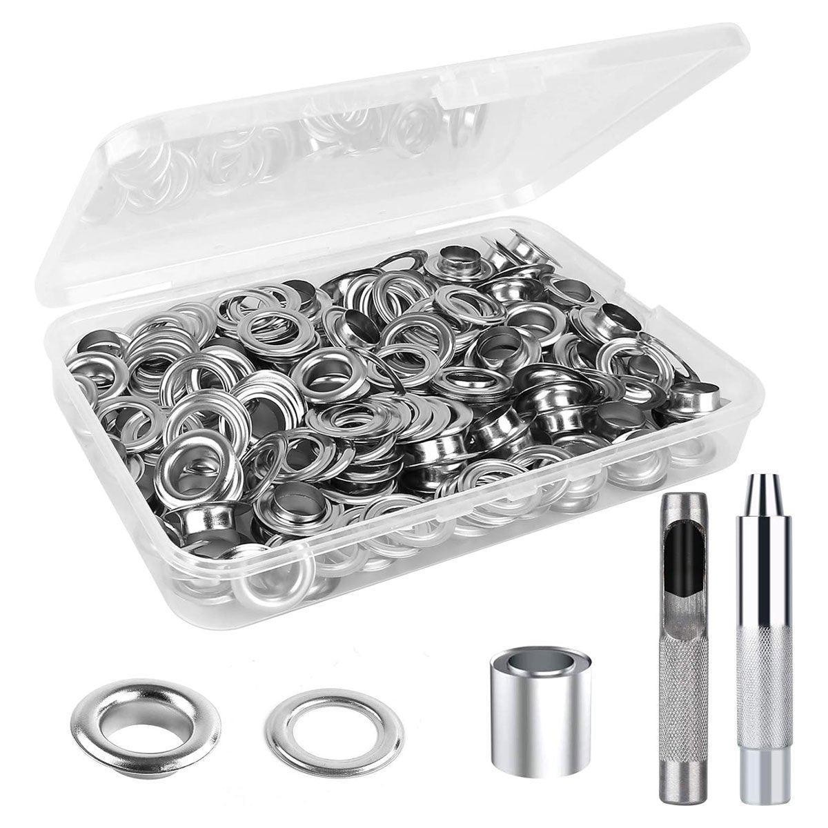 200 Sets 12mm Copper Metal Eyelet Grommet Tent Tarp Tool Tarpaulin Installation