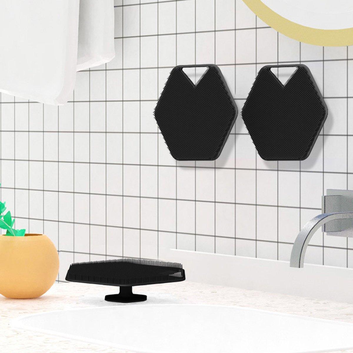 Silicone Bath Brush Soft Bristle Body Scrubber Facial Cleaning Massage Tool - Pink