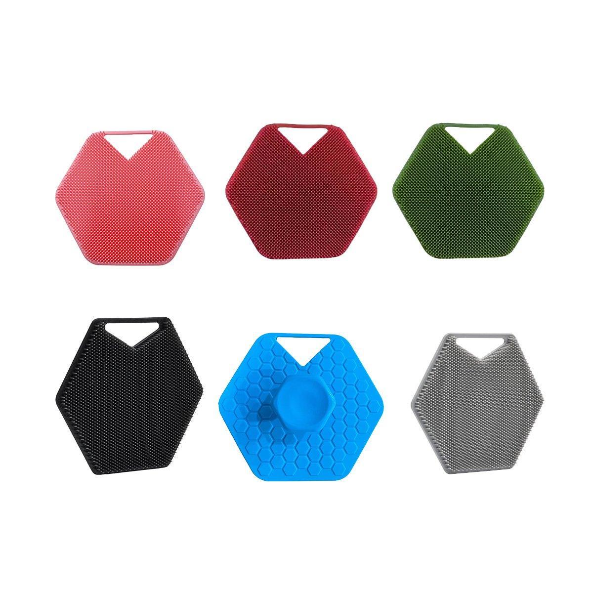 Silicone Bath Brush Soft Bristle Body Scrubber Facial Cleaning Massage Tool - Black