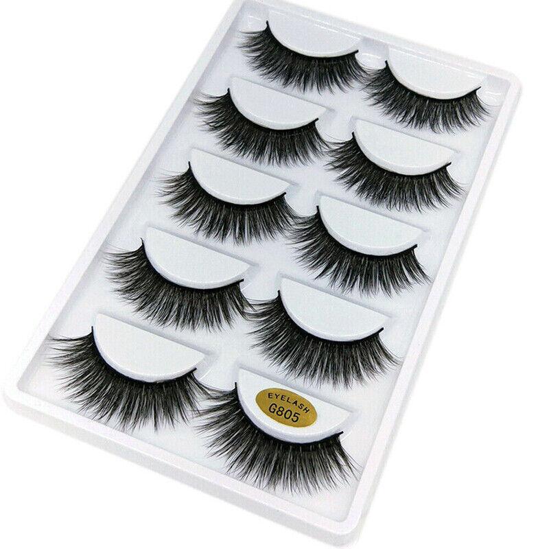 5 Pairs 3D Natural Thick False Fake Eyelashes Eye Lashes Mink Makeup Extension - G800