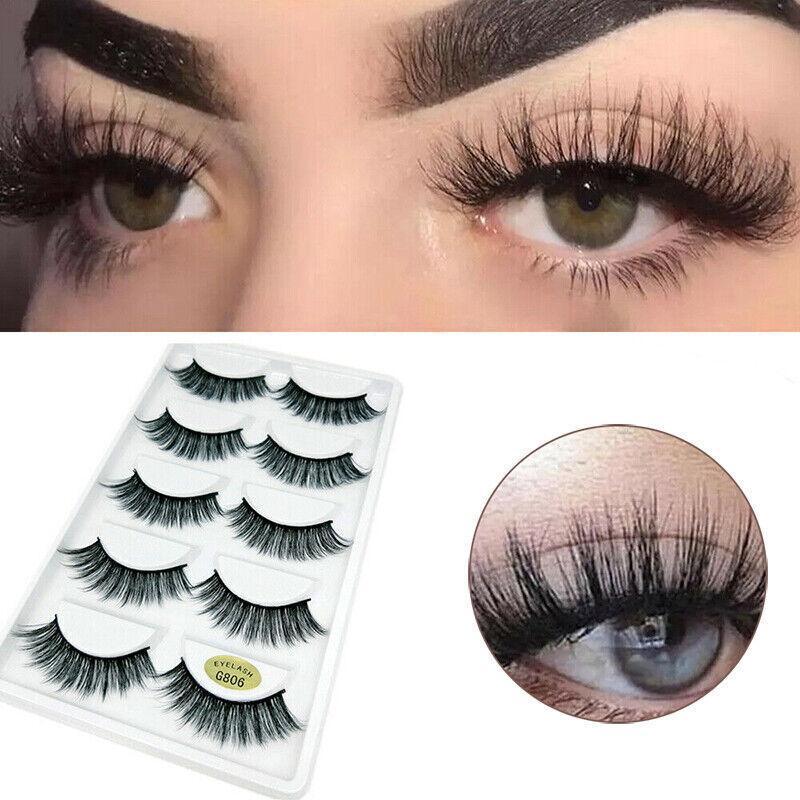 5 Pairs 3D Natural Thick False Fake Eyelashes Eye Lashes Mink Makeup Extension - G803