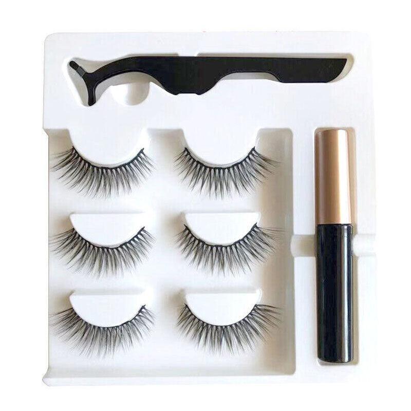 Magnetic False Eyelashes Natural Eye Lashes Extension Liquid Eyeliner Tweezer - Model 14