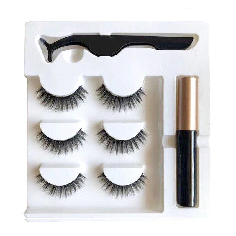 Magnetic False Eyelashes Natural Eye Lashes Extension Liquid Eyeliner Tweezer - Model 15