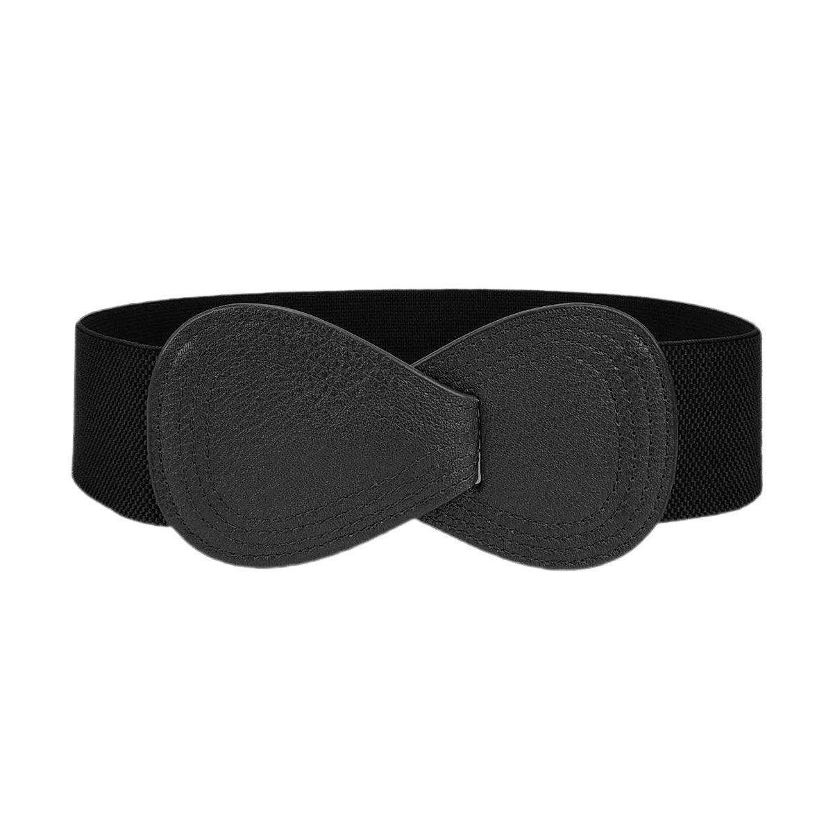 Fashion Belt Red Elastic Waist Cover Wide Belt Women Black Elastic Bow Decoration - Green