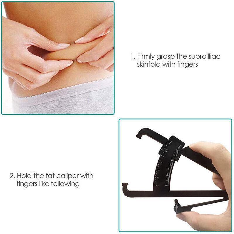 Body Fat Measurement Testing Caliper Skinfold Skin Fold Gym Weight Loss Test Au - White