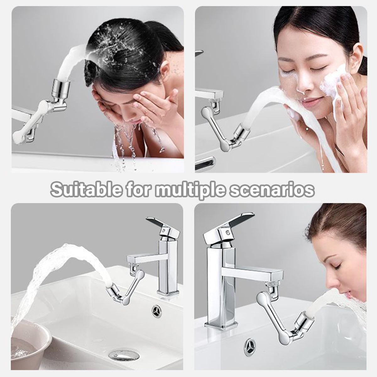 Multifunction Mechanical Arm Faucet Extender Rotatable Sink Tap Adapter Joint - Black