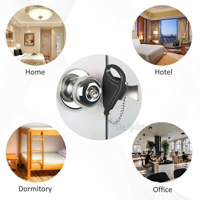 Portable Door Lock Hardware Security Safety Travel Hotel Home Addalock Safe Lock - Black