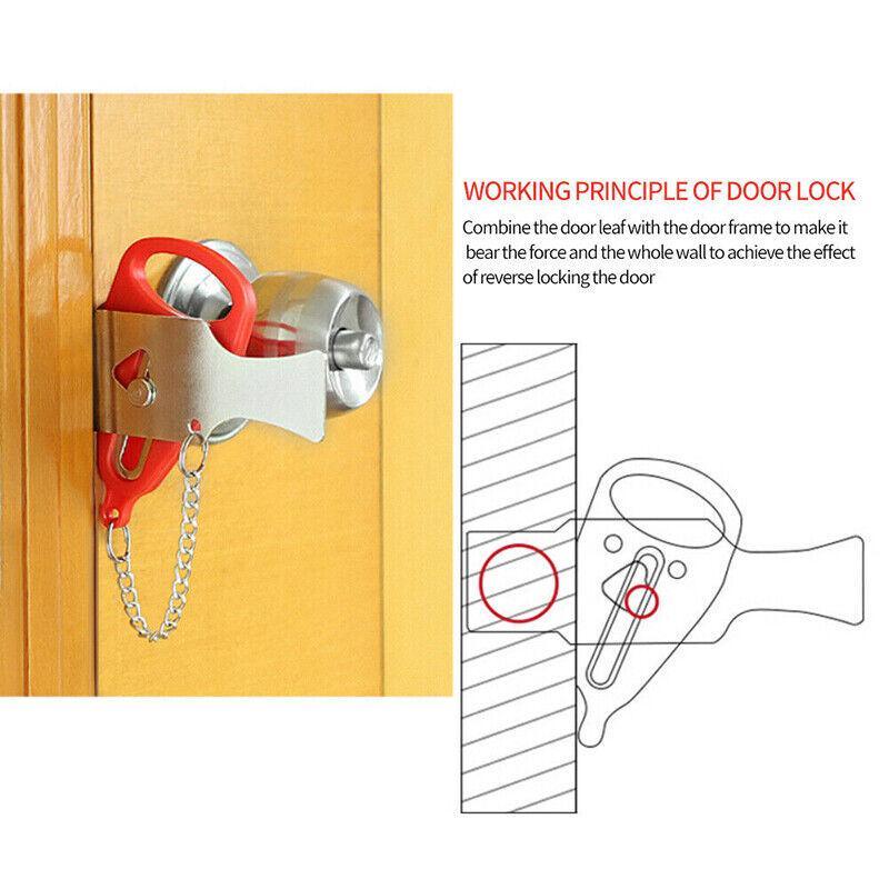 Portable Door Lock Hardware Security Safety Travel Hotel Home Addalock Safe Lock - Black