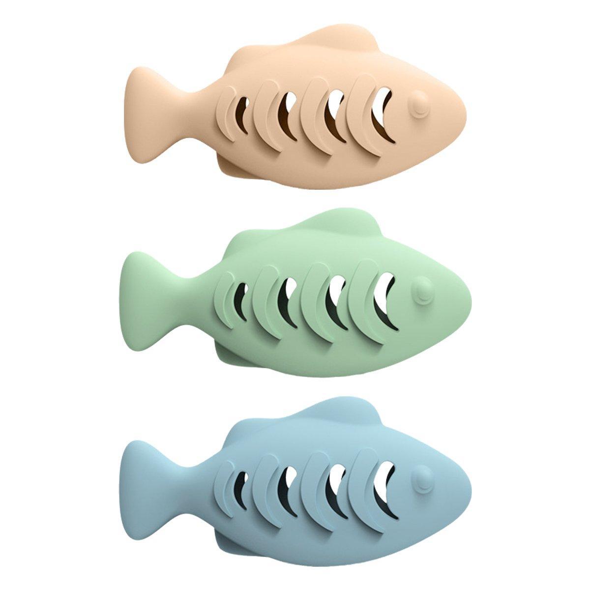 Interactive Cat Toys Fish Leaky Food Dispenser Fun Pet Play Chew Toy Durable - Green