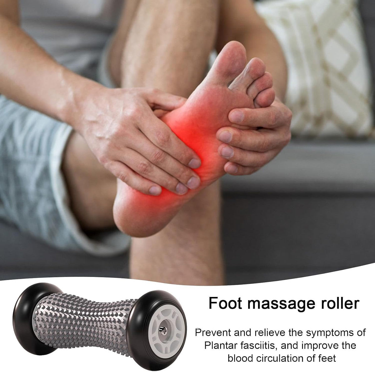 Foot Massage Roller Muscle Relaxation Arch Care Yoga Fitness Tool - Black