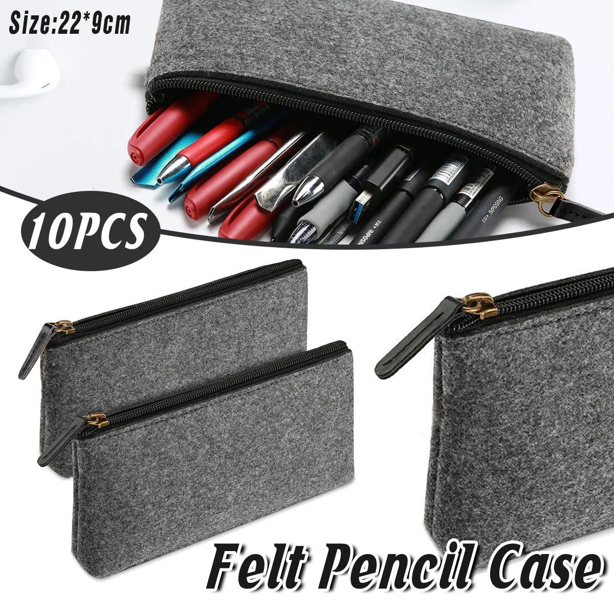 10PCS Large Capacity Felt Pencil Case Stationery Organizer Cosmetic Storage Bag