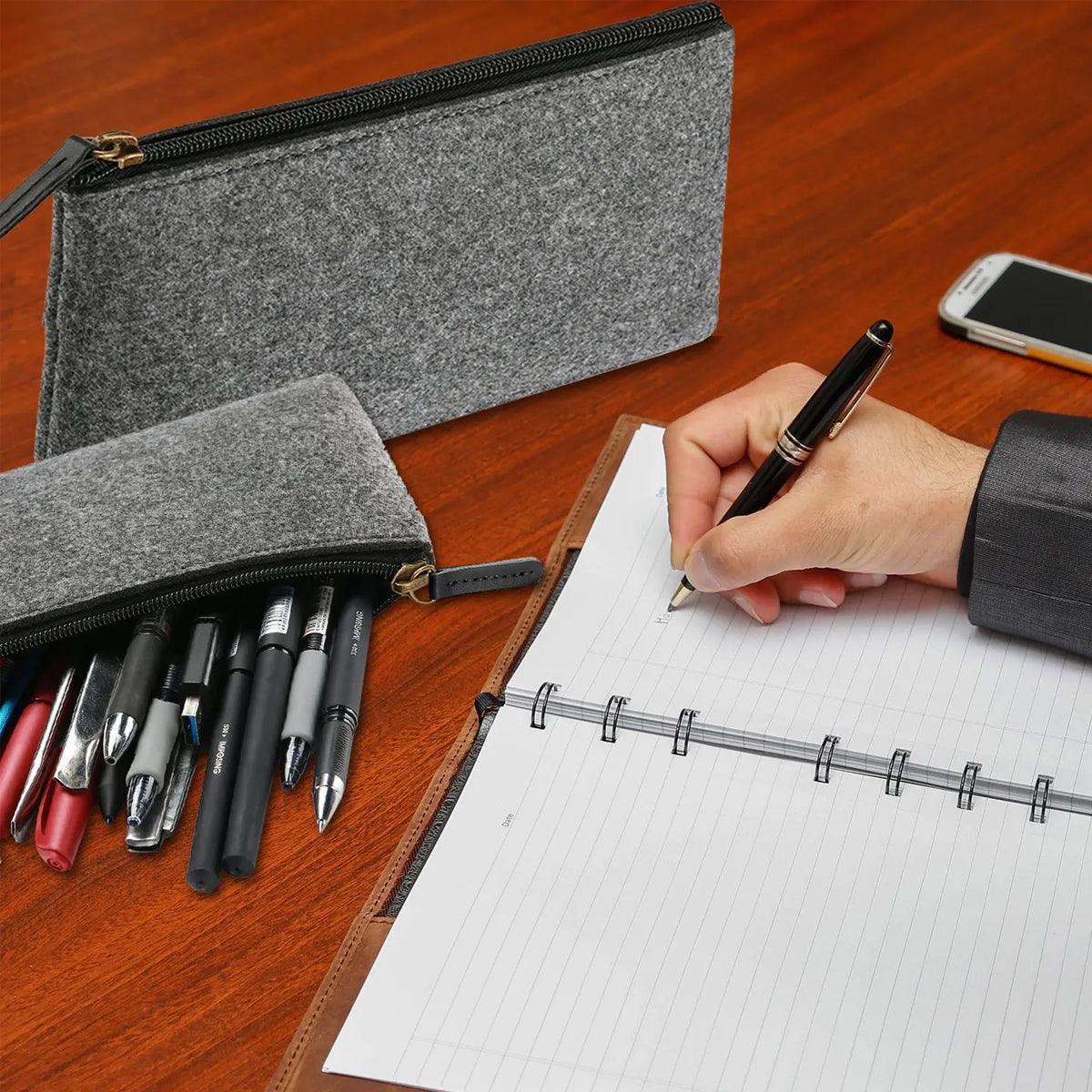 10PCS Large Capacity Felt Pencil Case Stationery Organizer Cosmetic Storage Bag