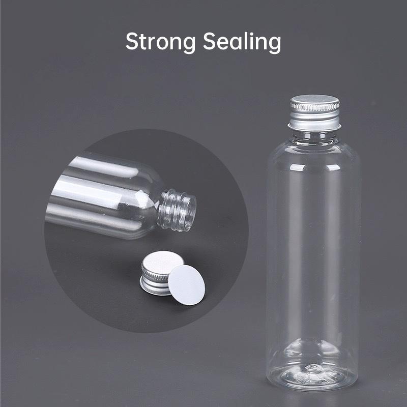 50/100pcs Clear Plastic Bottles with Aluminum Caps Liquid Dispenser Containers - 30ml-100pcs