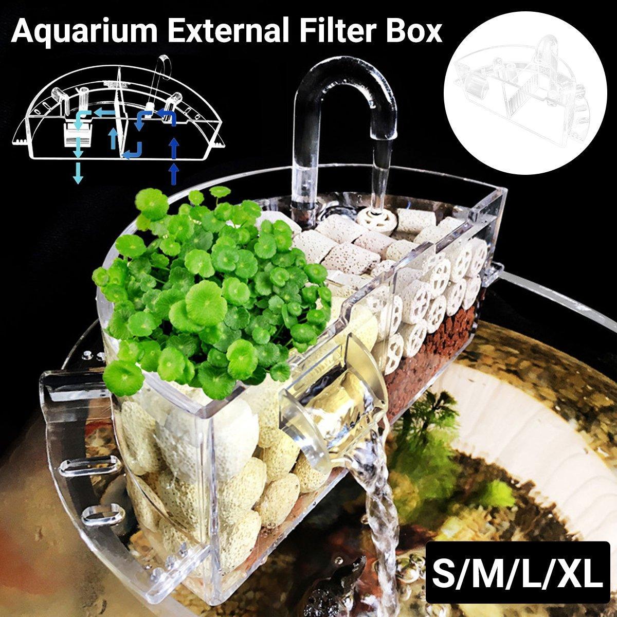 Round Fish Tank Filter Box Aquarium Trickle Box Small External Top Quiet Water Purification Three-in-One Filter - S