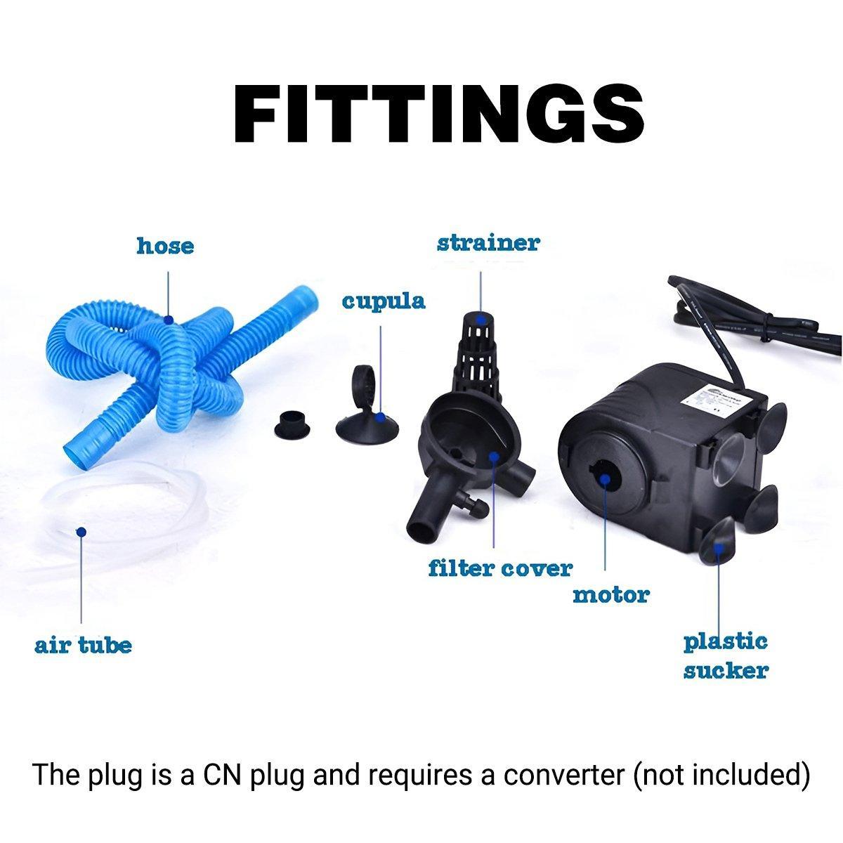 3in1 Mini Aquarium Fish Tank Filter Submersible Water Purifier Oxygen Pump - QL-500 (40W 2800L/H)