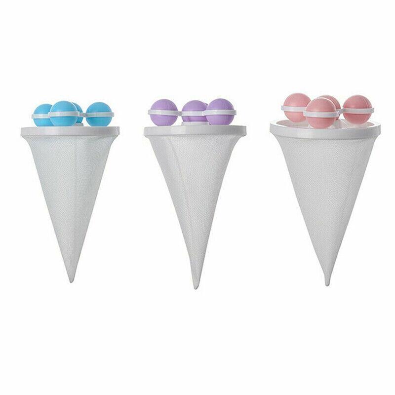 2 Pcs Reusable Hair Lint Catcher Removal Net Bag Wash Machine Float Filter - Blue