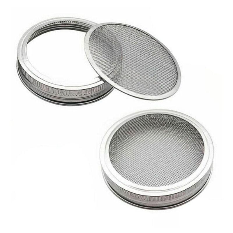 Metal Mesh Screen Sprouting Strainer Lid Filter Cover For Wide Mouth Mason Jar - 1SET