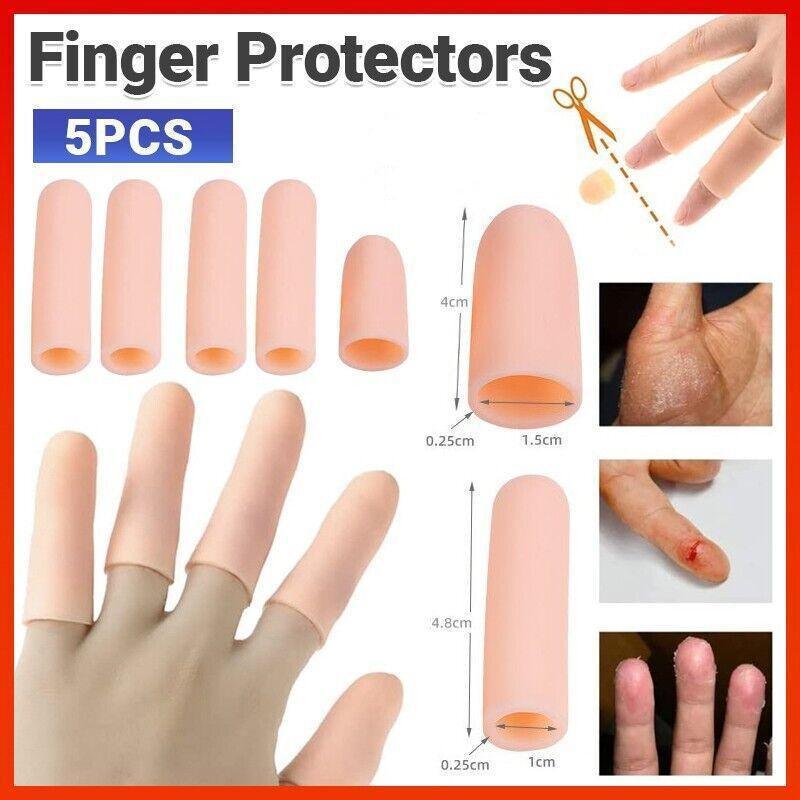 5Pcs Silicone Finger Protector Finger Caps Tube Anti-Slip Finger Cover Au Stock