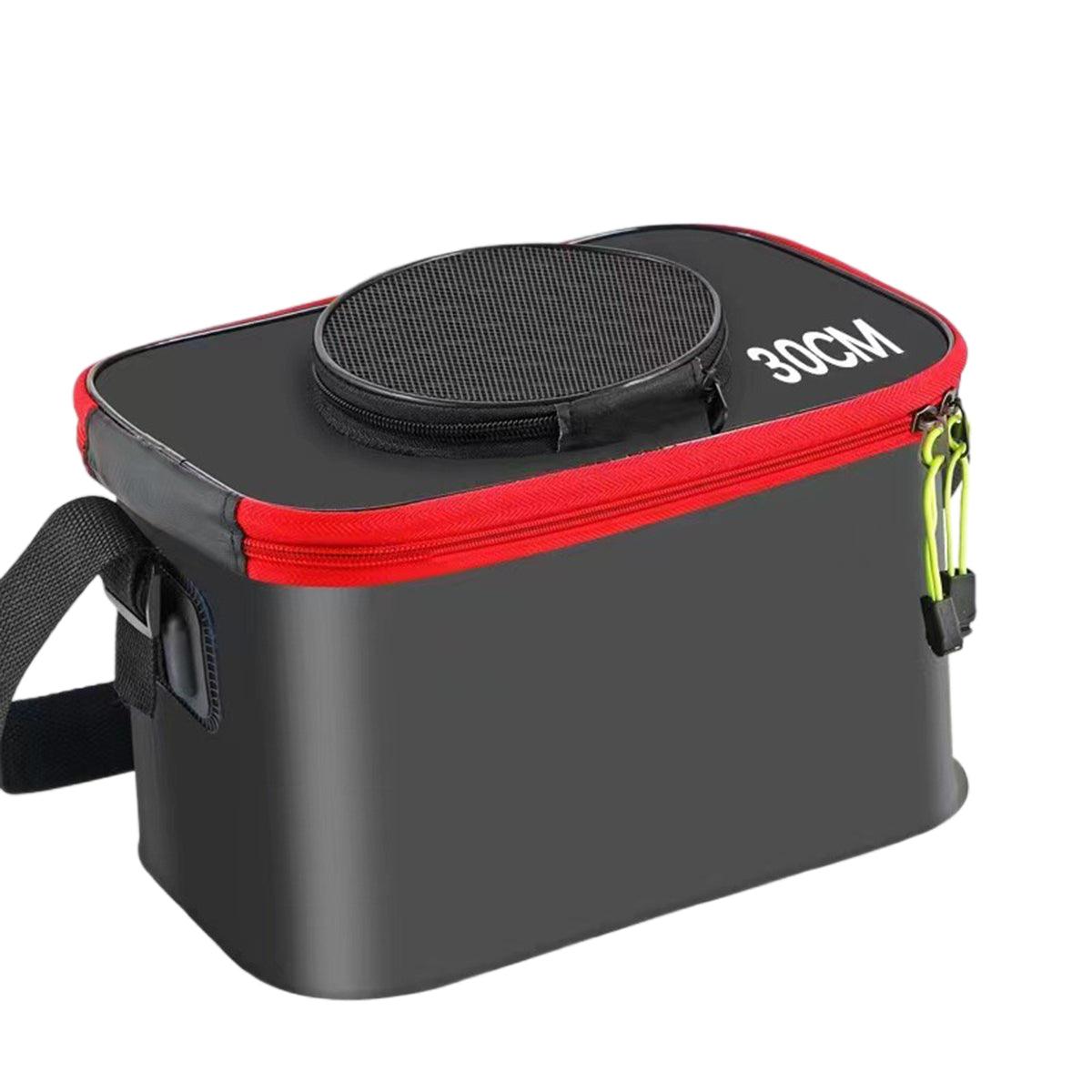 Portable Folding EVA Fishing Bucket Multi Use Live Fish Container with Strap - Orange-40cm