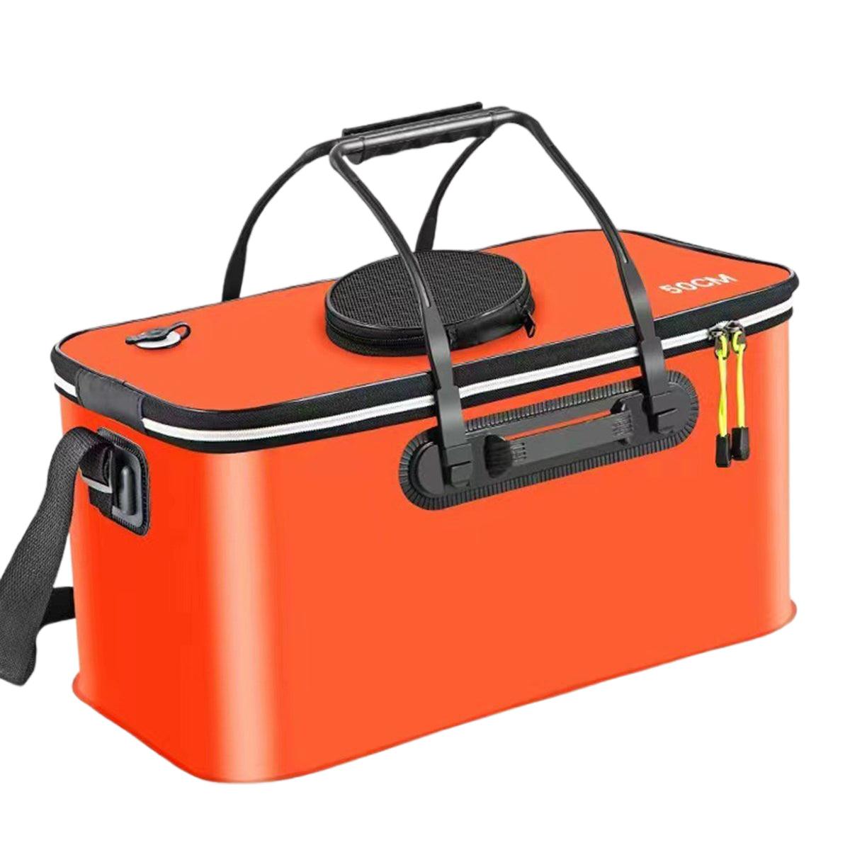 Portable Folding EVA Fishing Bucket Multi Use Live Fish Container with Strap - Orange-45cm