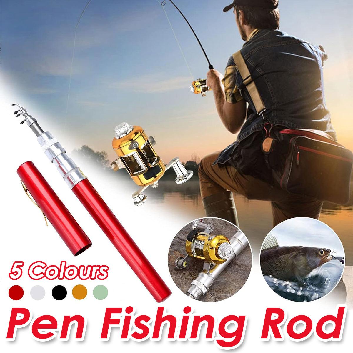 Mini Pen Fishing Rod Pocket Size Portable Telescopic Travel Fishing Pole Tool - Silver